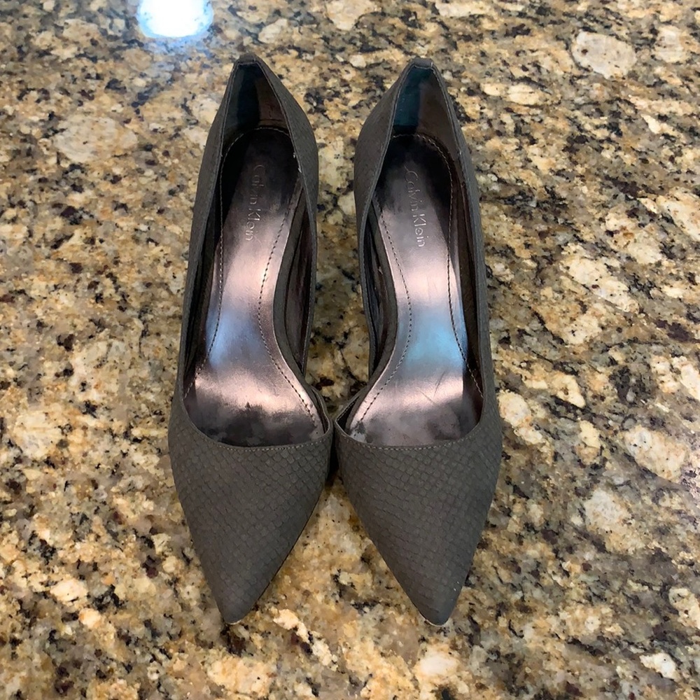 Calvin Klein snake like texture heels